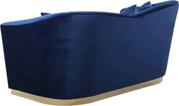 Arabella Velvet / Engineered Wood / Stainless Steel / Foam Contemporary Navy Velvet Loveseat - 67" W x 35" D x 32.5" H
