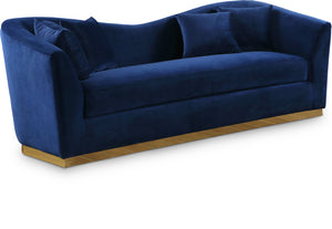 Arabella Velvet / Engineered Wood / Stainless Steel / Foam Contemporary Navy Velvet Sofa - 90" W x 35" D x 32.5" H