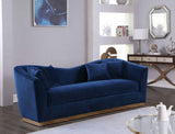 Arabella Velvet / Engineered Wood / Stainless Steel / Foam Contemporary Navy Velvet Sofa - 90" W x 35" D x 32.5" H