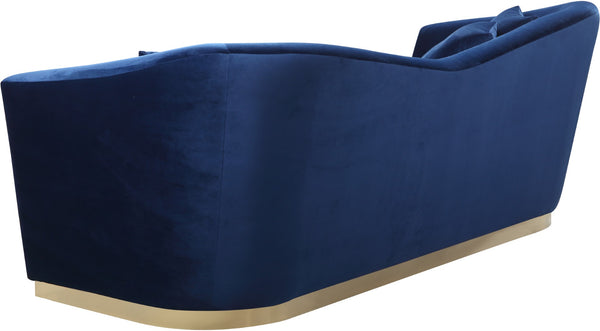 Arabella Velvet / Engineered Wood / Stainless Steel / Foam Contemporary Navy Velvet Sofa - 90" W x 35" D x 32.5" H