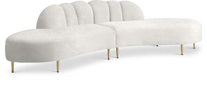 Divine Velvet / Engineered Wood / Stainless Steel / Foam Contemporary Cream Velvet 2pc. Sectional - 120" W x 42" D x 30" H