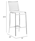 Zuo Modern Soar 100% Polyurethane, Plywood, Steel Modern Commercial Grade Barstool Set - Set of 2 White, Chrome 100% Polyurethane, Plywood, Steel