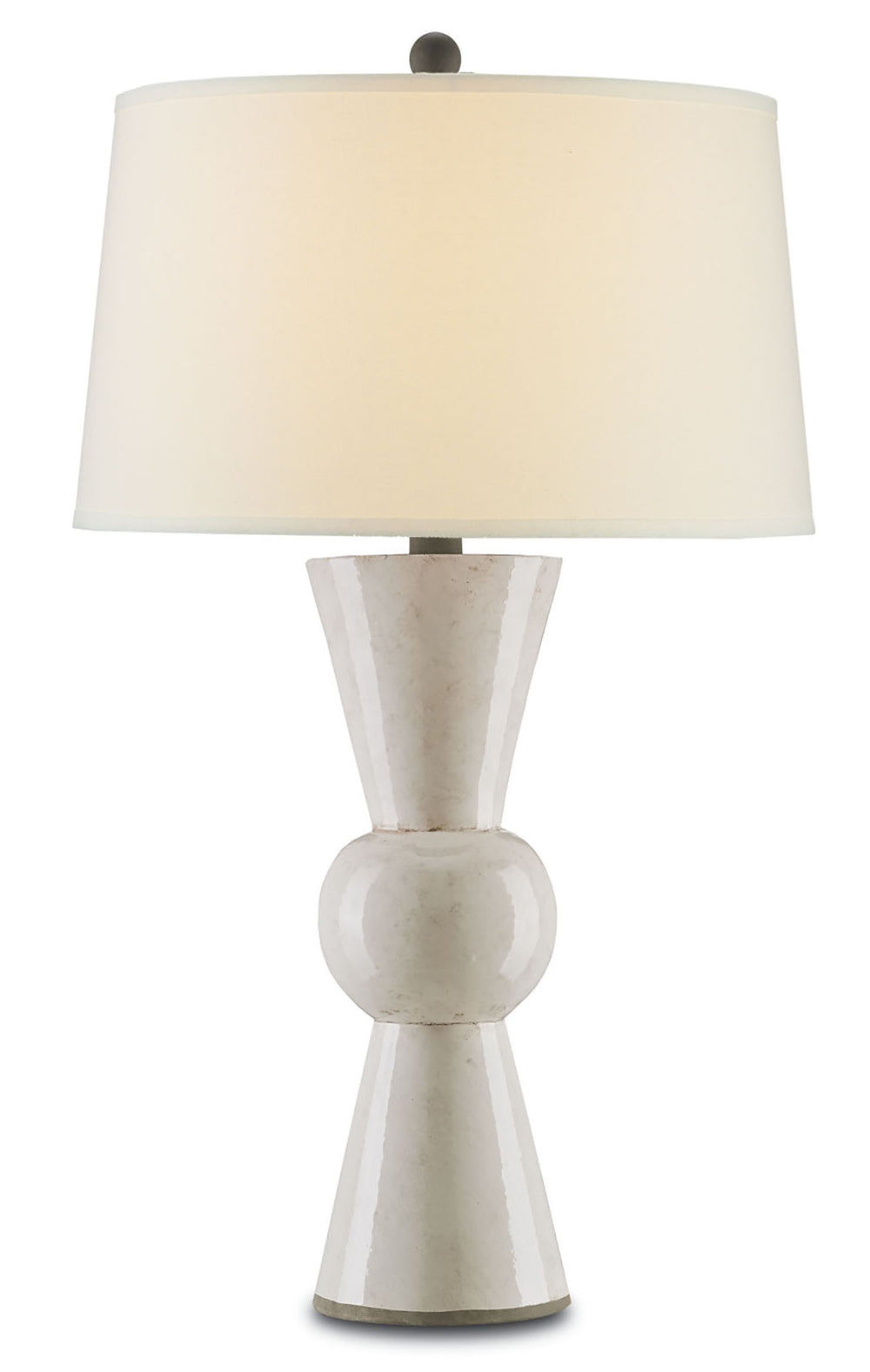 Upbeat White Table Lamp - Modern Terracotta Design with Off-White Linen Shade & Wrought Iron Finial