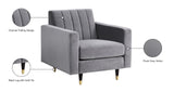 Lola Velvet / Engineered Wood / Foam Contemporary Grey Velvet Chair - 35" W x 35" D x 33.5" H