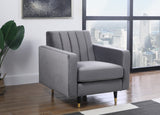 Lola Velvet / Engineered Wood / Foam Contemporary Grey Velvet Chair - 35" W x 35" D x 33.5" H