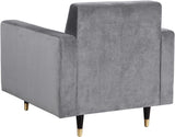 Lola Velvet / Engineered Wood / Foam Contemporary Grey Velvet Chair - 35" W x 35" D x 33.5" H