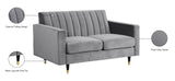 Lola Velvet / Engineered Wood / Foam Contemporary Grey Velvet Loveseat - 60" W x 35" D x 33.5" H