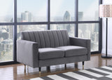 Lola Velvet / Engineered Wood / Foam Contemporary Grey Velvet Loveseat - 60" W x 35" D x 33.5" H