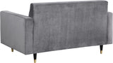 Lola Velvet / Engineered Wood / Foam Contemporary Grey Velvet Loveseat - 60" W x 35" D x 33.5" H