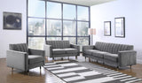 Lola Velvet / Engineered Wood / Foam Contemporary Grey Velvet Loveseat - 60" W x 35" D x 33.5" H