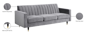 Lola Velvet / Engineered Wood / Foam Contemporary Grey Velvet Sofa - 85" W x 35" D x 33.5" H