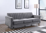 Lola Velvet / Engineered Wood / Foam Contemporary Grey Velvet Sofa - 85" W x 35" D x 33.5" H