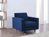 Lola Velvet / Engineered Wood / Foam Contemporary Navy Velvet Chair - 35" W x 35" D x 33.5" H