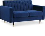 Lola Velvet / Engineered Wood / Foam Contemporary Navy Velvet Loveseat - 60" W x 35" D x 33.5" H