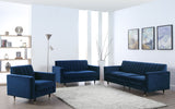 Lola Velvet / Engineered Wood / Foam Contemporary Navy Velvet Loveseat - 60" W x 35" D x 33.5" H