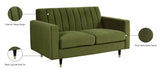 Lola Velvet / Engineered Wood / Foam Contemporary Olive Velvet Loveseat - 60" W x 35" D x 33.5" H