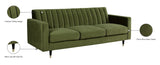 Lola Velvet / Engineered Wood / Foam Contemporary Olive Velvet Sofa - 85" W x 35" D x 33.5" H