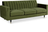Lola Velvet / Engineered Wood / Foam Contemporary Olive Velvet Sofa - 85" W x 35" D x 33.5" H