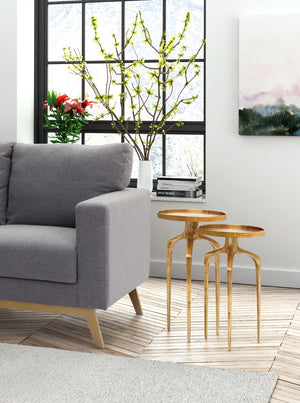 Zuo Modern Set Aluminum Modern Commercial Grade Accent Table Set Antique Gold Aluminum