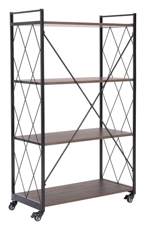 Zuo Modern Romania MDF, Steel Industrial Commercial Grade Shelf Brown, Black MDF, Steel