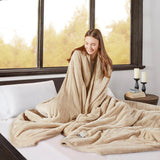 Beautyrest Heated Microlight to Berber Casual Blanket Tan King BR54-0384