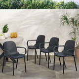 Gardenia Outdoor Modern Stacking Dining Chair, Black Noble House