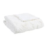 Madison Park Claire Glam/Luxury 100% Polyester Carved and Heat Blown Serengeti Fur Throw Ivory 50x60'' MP50-7692