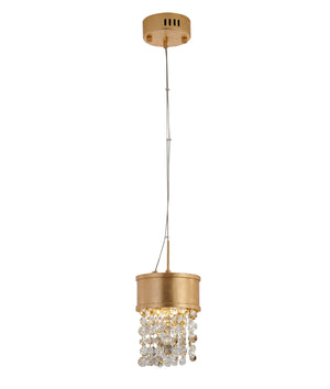 Bethel Gold LED Pendant in Metal & Crystal