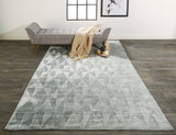 Gramercy Diamond Viscose Rug, High-low, Misty Blue, 9ft-6in x 13ft-6in Area Rug