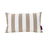 Noble House Coronado Outdoor Brown and White Stripe Water Resistant Rectangular Throw Pillow