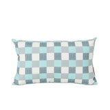 Pendry Outdoor Blue and White Plaid Water Resistant Rectangular Pillow Noble House
