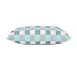 Pendry Outdoor Blue and White Plaid Water Resistant Rectangular Pillow Noble House