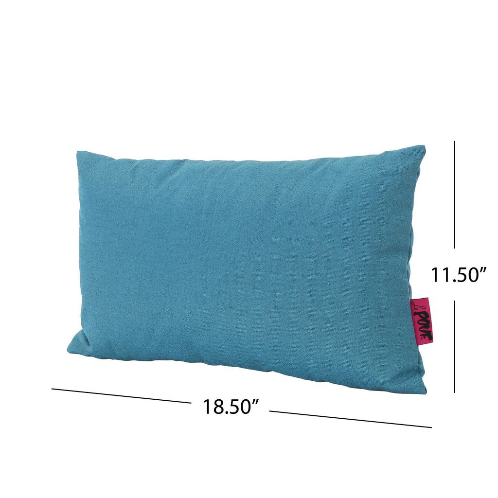 Noble House Lomita Outdoor Teal Water Resistant Tasseled Rectangular Pillow