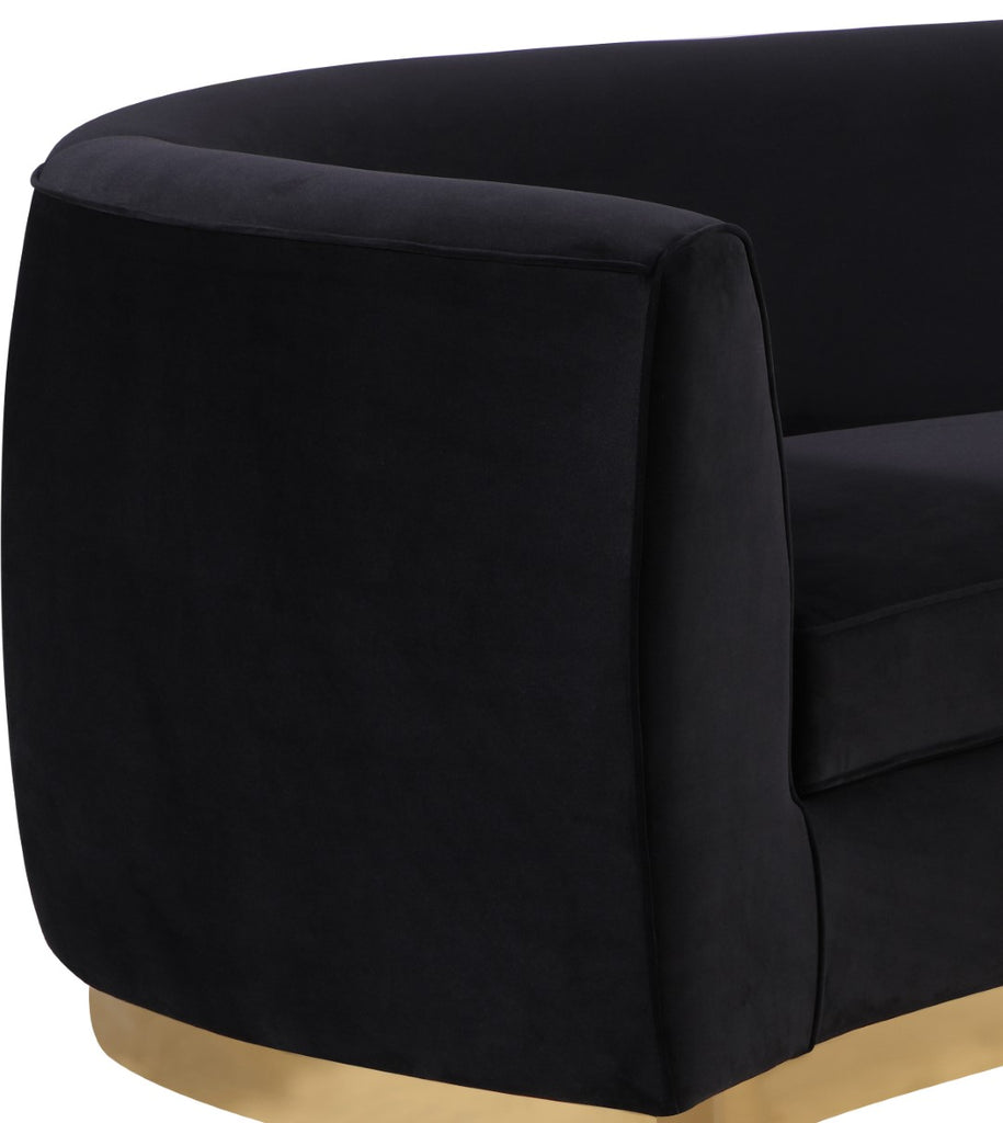 Julian Velvet / Engineered Wood / Stainless Steel / Foam Contemporary Black Velvet Chair - 50.5" W x 40.5" D x 29" H
