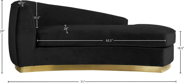 Julian Velvet / Engineered Wood / Stainless Steel / Foam Contemporary Black Velvet Chaise - 71" W x 40.5" D x 29" H