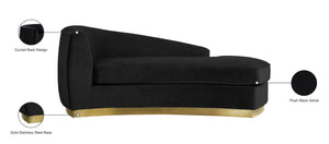Julian Velvet / Engineered Wood / Stainless Steel / Foam Contemporary Black Velvet Chaise - 71" W x 40.5" D x 29" H