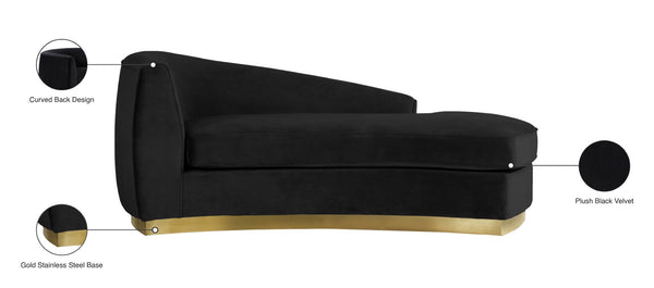 Julian Velvet / Engineered Wood / Stainless Steel / Foam Contemporary Black Velvet Chaise - 71" W x 40.5" D x 29" H