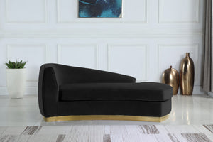 Julian Velvet / Engineered Wood / Stainless Steel / Foam Contemporary Black Velvet Chaise - 71" W x 40.5" D x 29" H