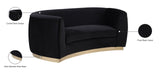 Julian Velvet / Engineered Wood / Stainless Steel / Foam Contemporary Black Velvet Loveseat - 70.5" W x 40.5" D x 29" H