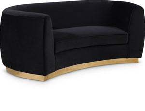 Julian Velvet / Engineered Wood / Stainless Steel / Foam Contemporary Black Velvet Loveseat - 70.5" W x 40.5" D x 29" H