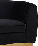 Julian Velvet / Engineered Wood / Stainless Steel / Foam Contemporary Black Velvet Loveseat - 70.5" W x 40.5" D x 29" H