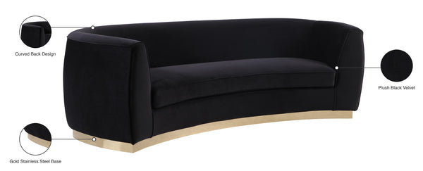 Julian Velvet / Engineered Wood / Stainless Steel / Foam Contemporary Black Velvet Sofa - 91.5" W x 43" D x 29" H