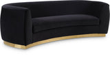 Julian Velvet / Engineered Wood / Stainless Steel / Foam Contemporary Black Velvet Sofa - 91.5" W x 43" D x 29" H