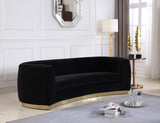 Julian Velvet / Engineered Wood / Stainless Steel / Foam Contemporary Black Velvet Sofa - 91.5" W x 43" D x 29" H