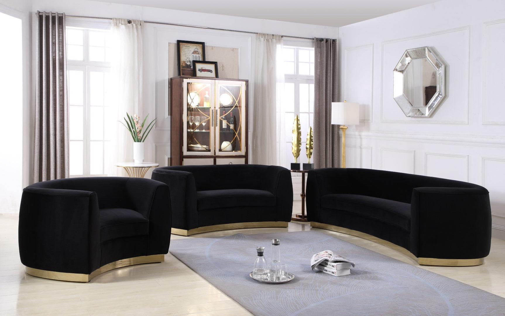 Julian Velvet Contemporary Sofa - Thumbnail 4