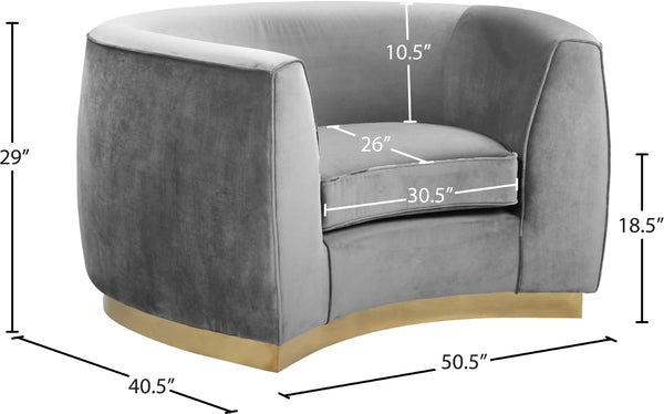 Julian Velvet / Engineered Wood / Stainless Steel / Foam Contemporary Grey Velvet Chair - 50.5" W x 40.5" D x 29" H