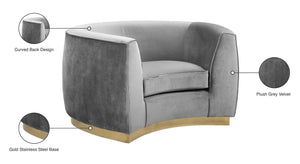 Julian Velvet / Engineered Wood / Stainless Steel / Foam Contemporary Grey Velvet Chair - 50.5" W x 40.5" D x 29" H