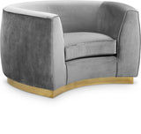 Julian Velvet / Engineered Wood / Stainless Steel / Foam Contemporary Grey Velvet Chair - 50.5" W x 40.5" D x 29" H