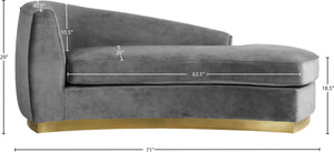 Julian Velvet / Engineered Wood / Stainless Steel / Foam Contemporary Grey Velvet Chaise - 71" W x 40.5" D x 29" H
