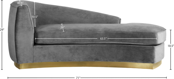 Julian Velvet / Engineered Wood / Stainless Steel / Foam Contemporary Grey Velvet Chaise - 71" W x 40.5" D x 29" H